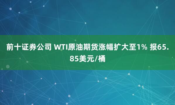 前十证券公司 WTI原油期货涨幅扩大至1% 报65.85美元/桶